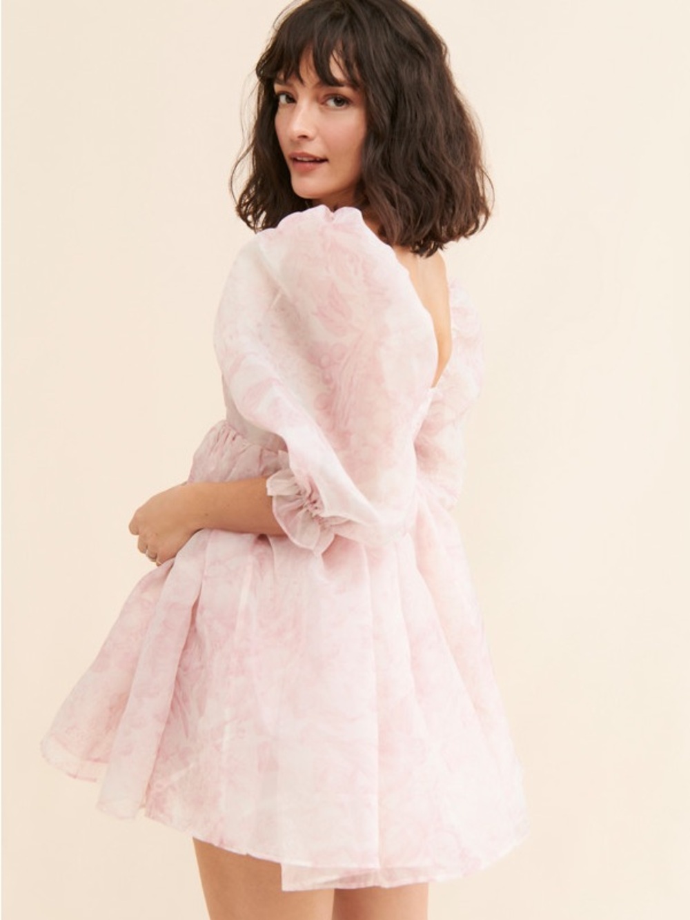 Selkie Pale Pink Toile The Puff Mini Dress XL